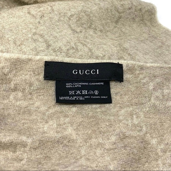 💯 Gucci Cashmere Lapin Rabbit Fur Shawl Scarf - Picture 3 of 6